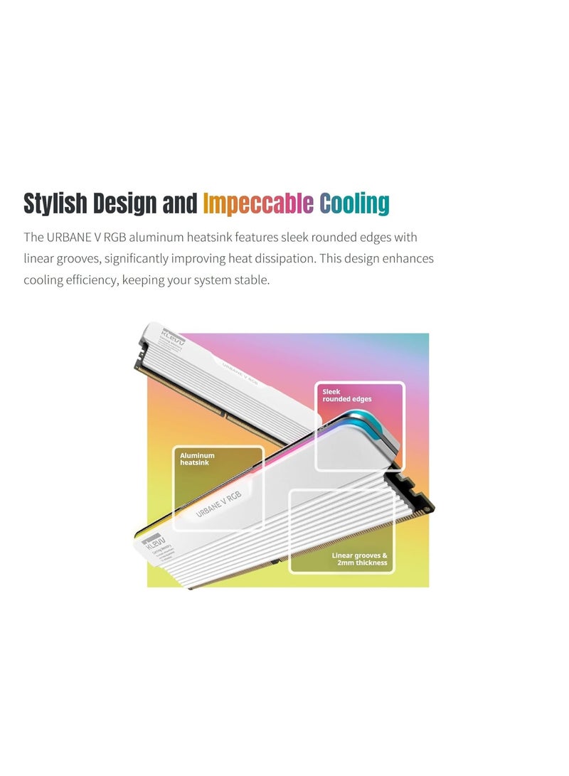 KLEVV Urbane V RGB DDR5 32GB (2x16GB) 6000MHz CL30 A-DIE 1.35V Gaming Desktop Ram Memory SK Hynix Chip XMP 3.0 / AMD Expo Ready (KD5AGUA80-60A300M) - Image 3